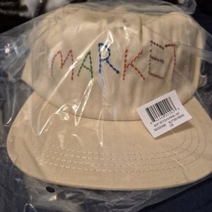 Beige Cap with Embroidered Letters